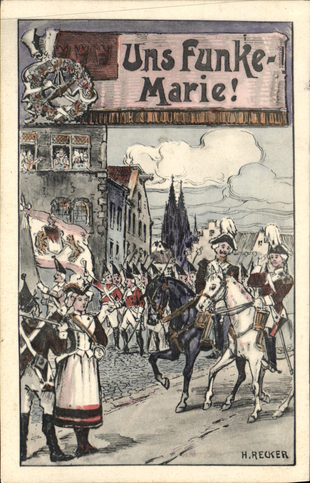 VINTAGE POSTCARD Illustrator Ones Funke Marie Soldiers Militaria Recker