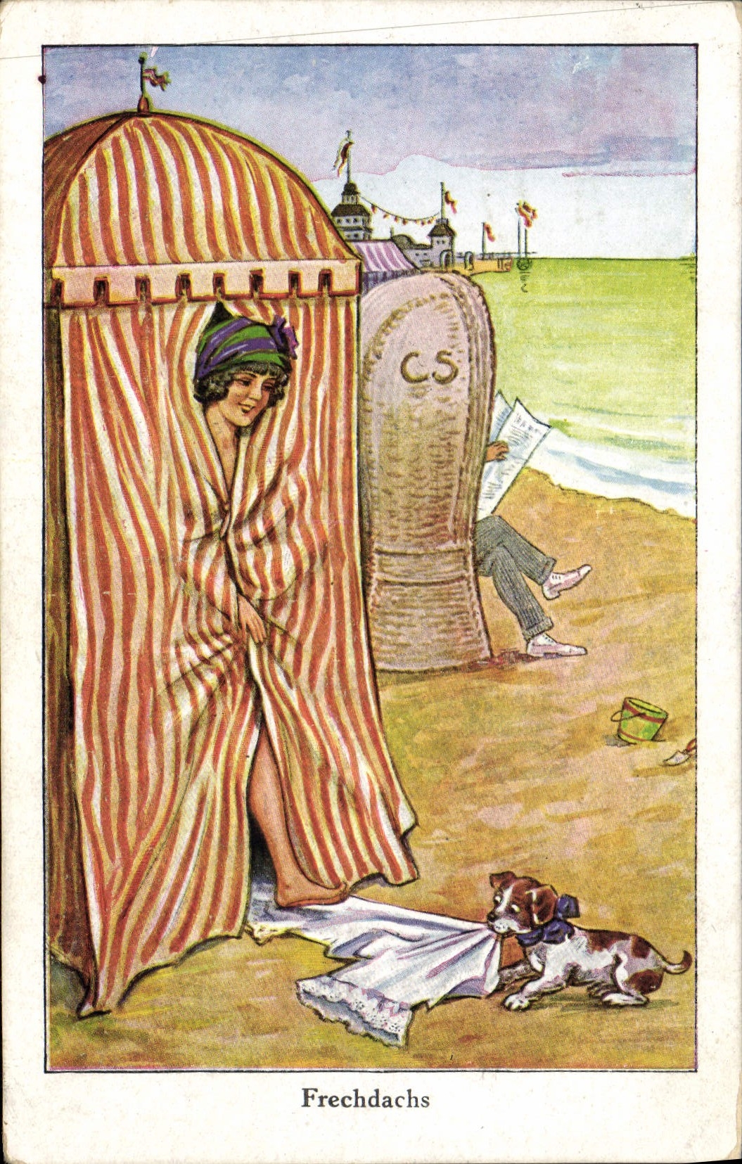 VINTAGE POSTCARD Illustrator Woman Chein Frechdachs