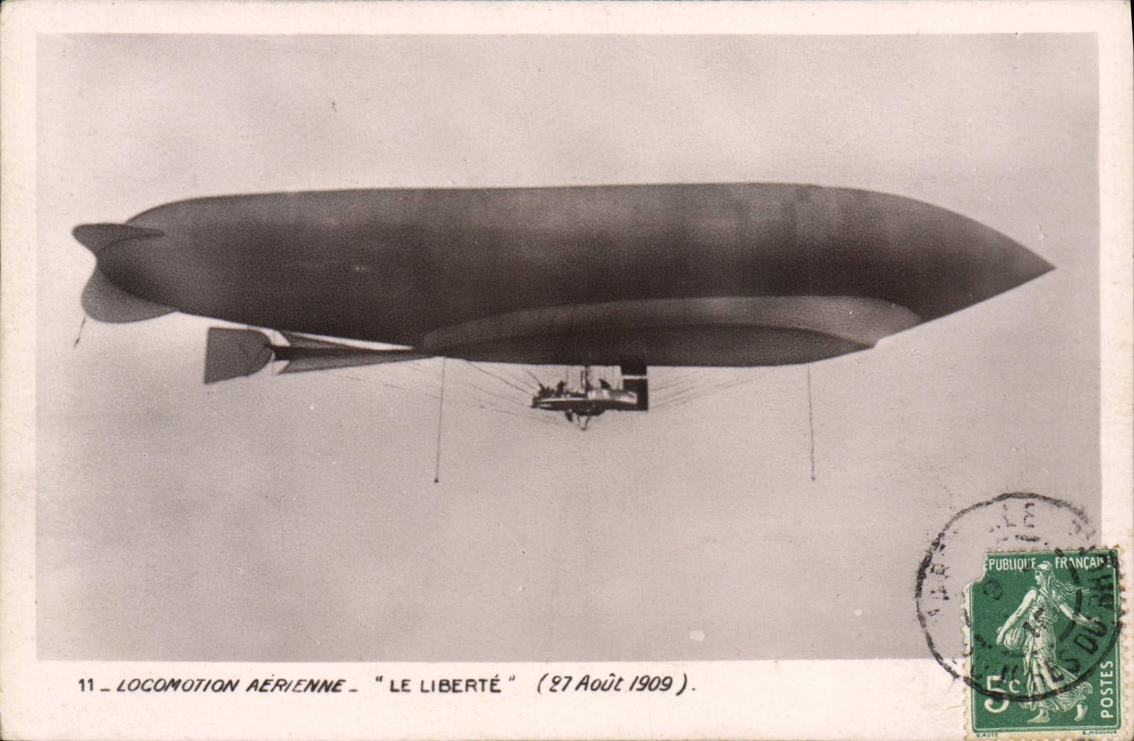 VENDIMIA POSTAL aviación zepelín dirigible libertad 27 de agosto de 1909
