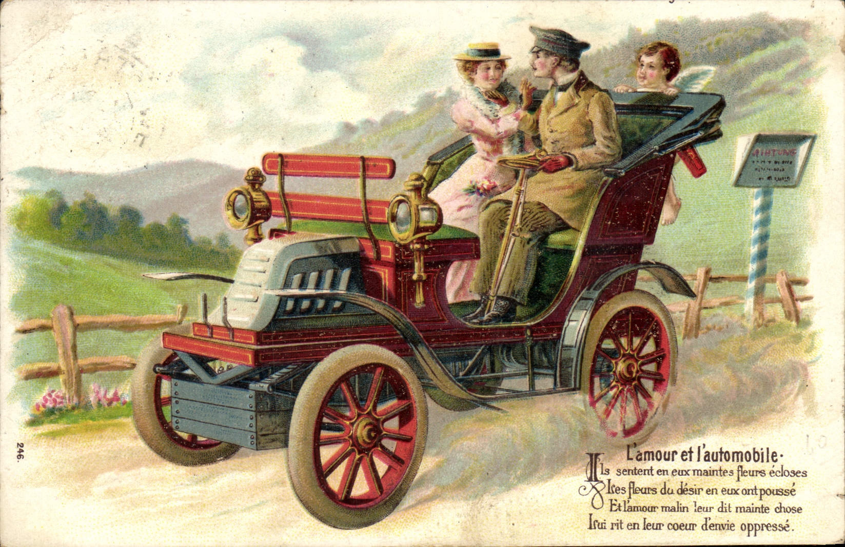 VINTAGE POSTCARD Automobile Fantasy Angel