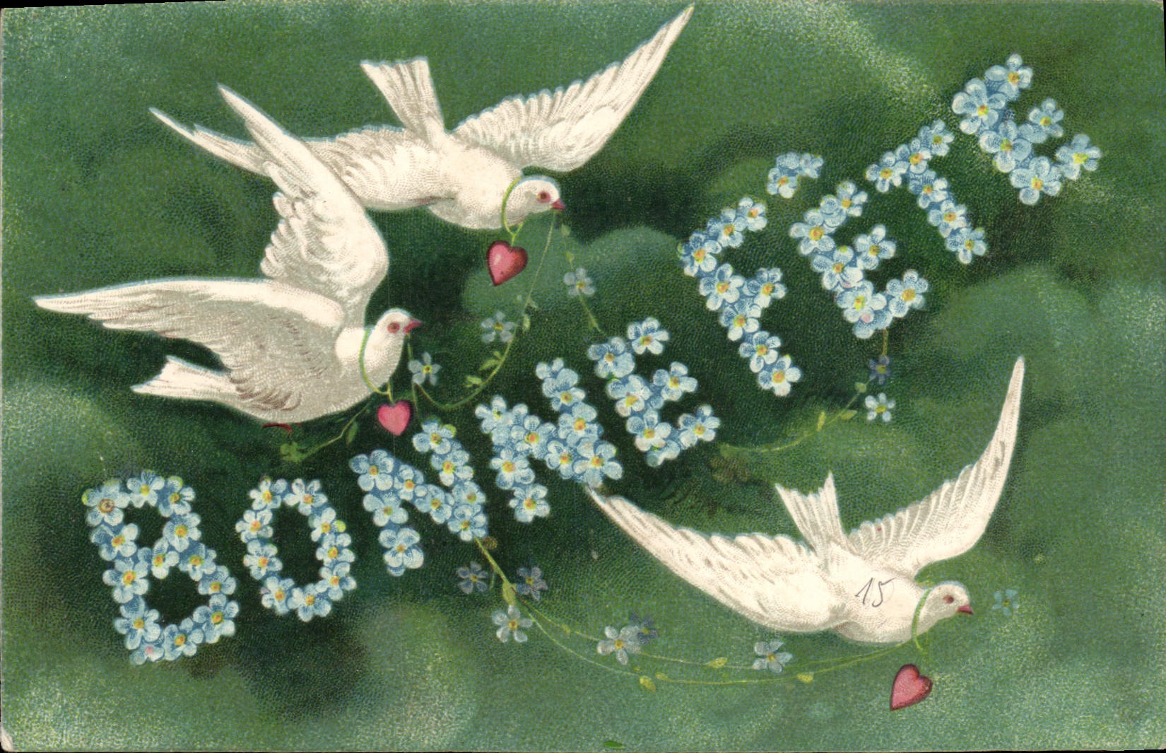 VINTAGE POSTCARD Fantasy Doves
