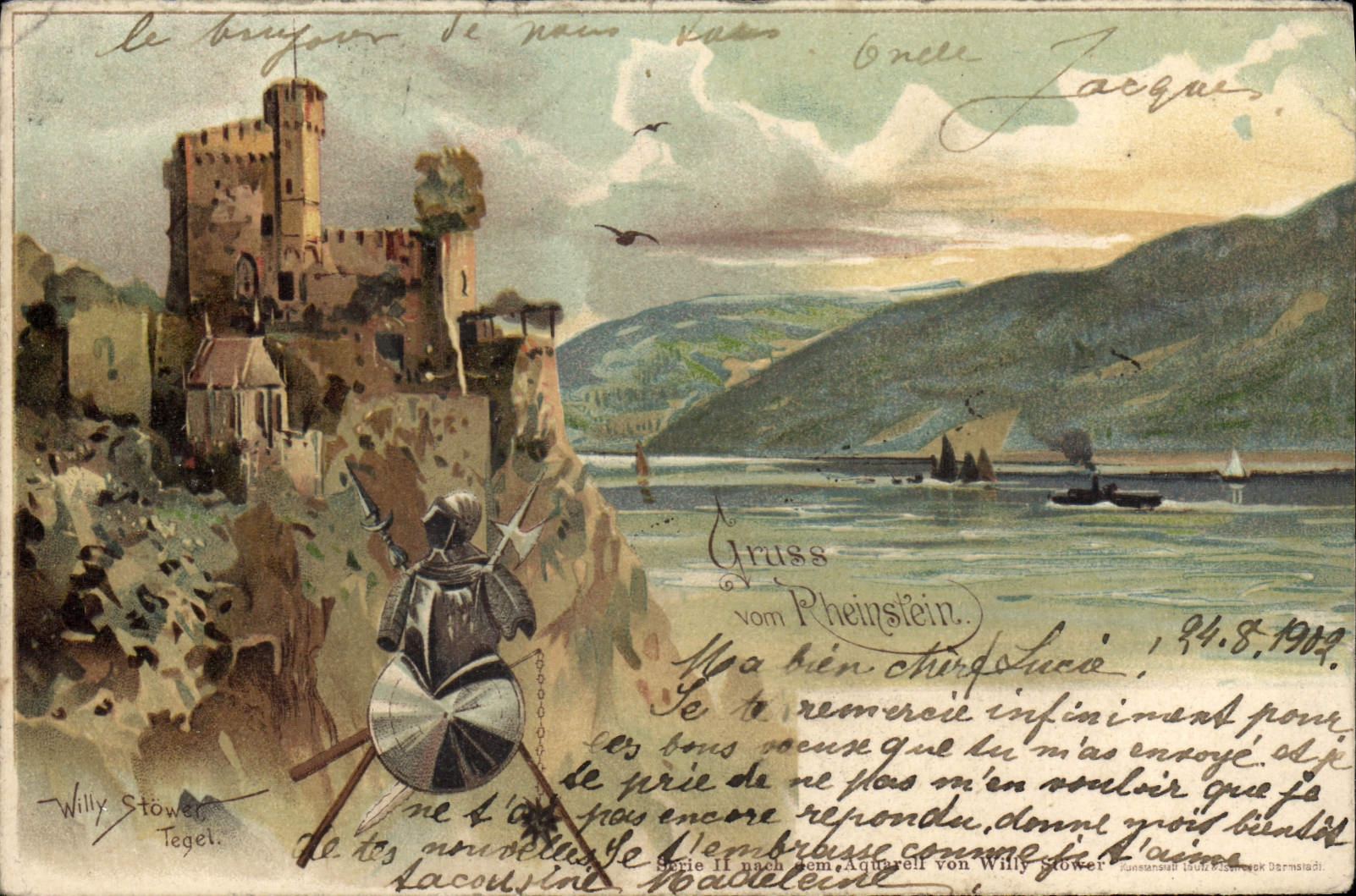 VINTAGE POSTCARD Gruss aus Rheinstein