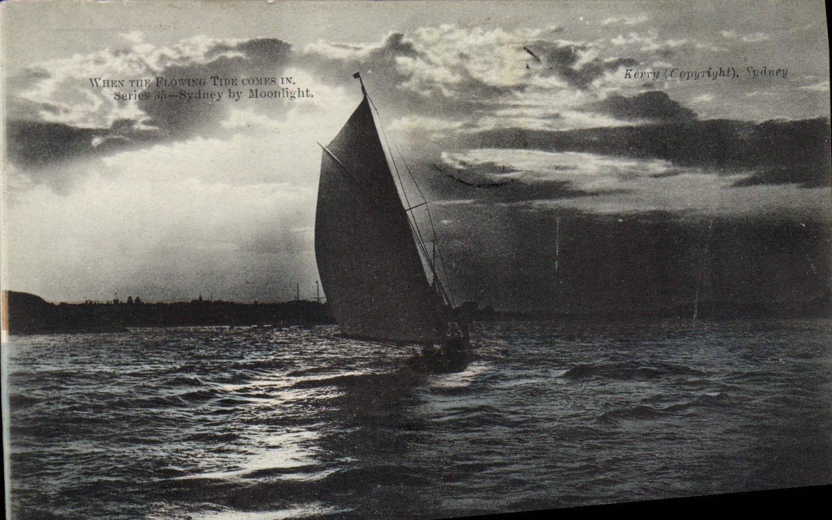 VINTAGE POSTCARD Sydney by moonlight Boat