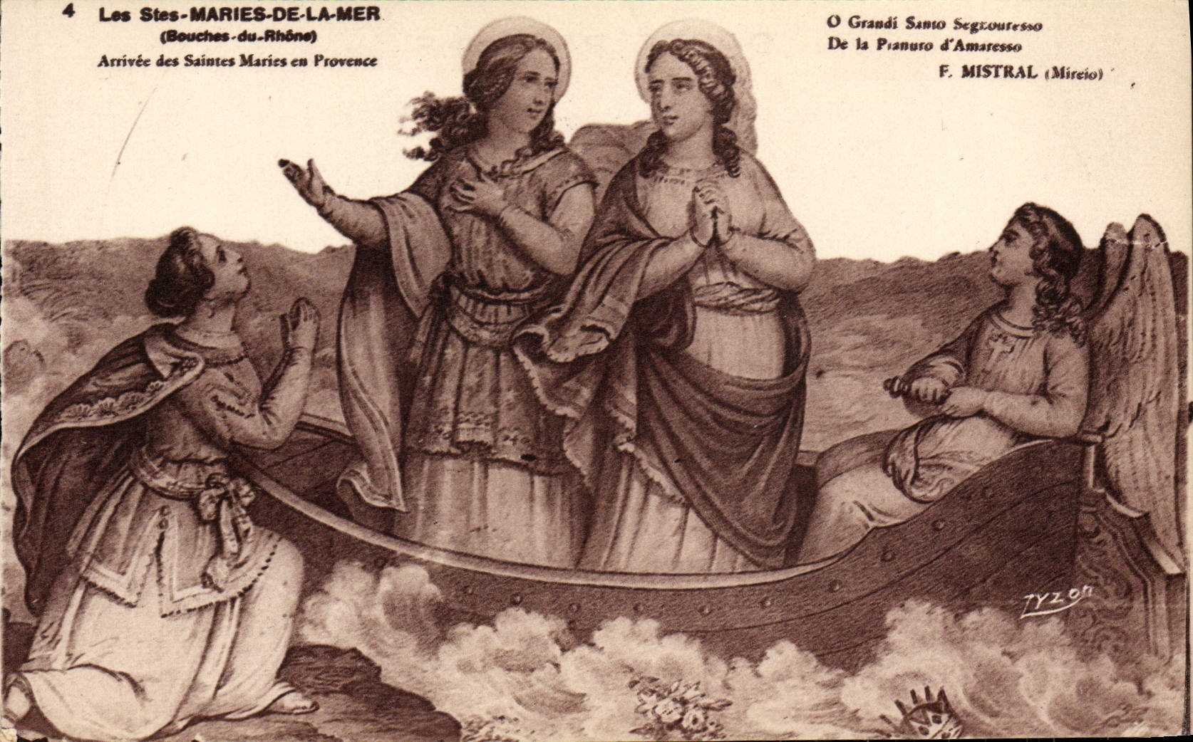 VINTAGE POSTCARD Saintes Marry Sea Arrived of Saintes Marry in Provence