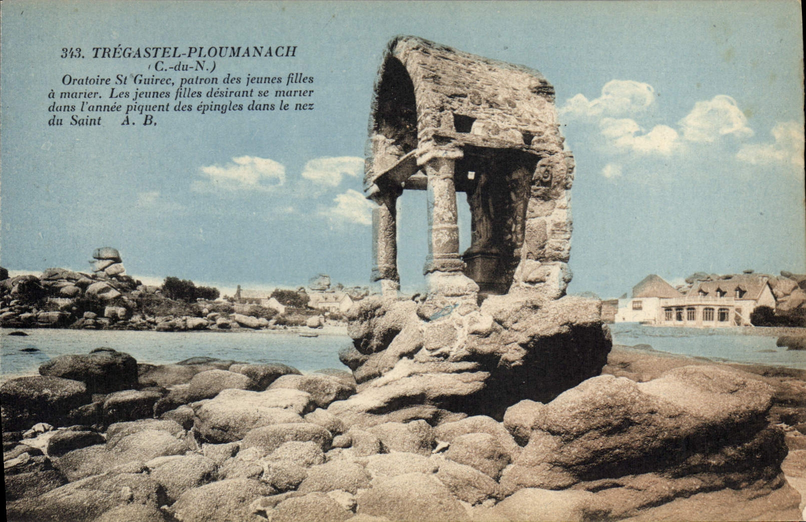 POSTAL Tregastel Ploumanach de la VENDIMIA oratorio de St Guirec