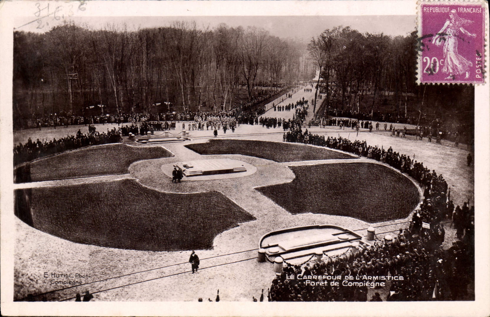 POSTAL de la VENDIMIA la encrucijada del taladro del armisticio de Compiegne