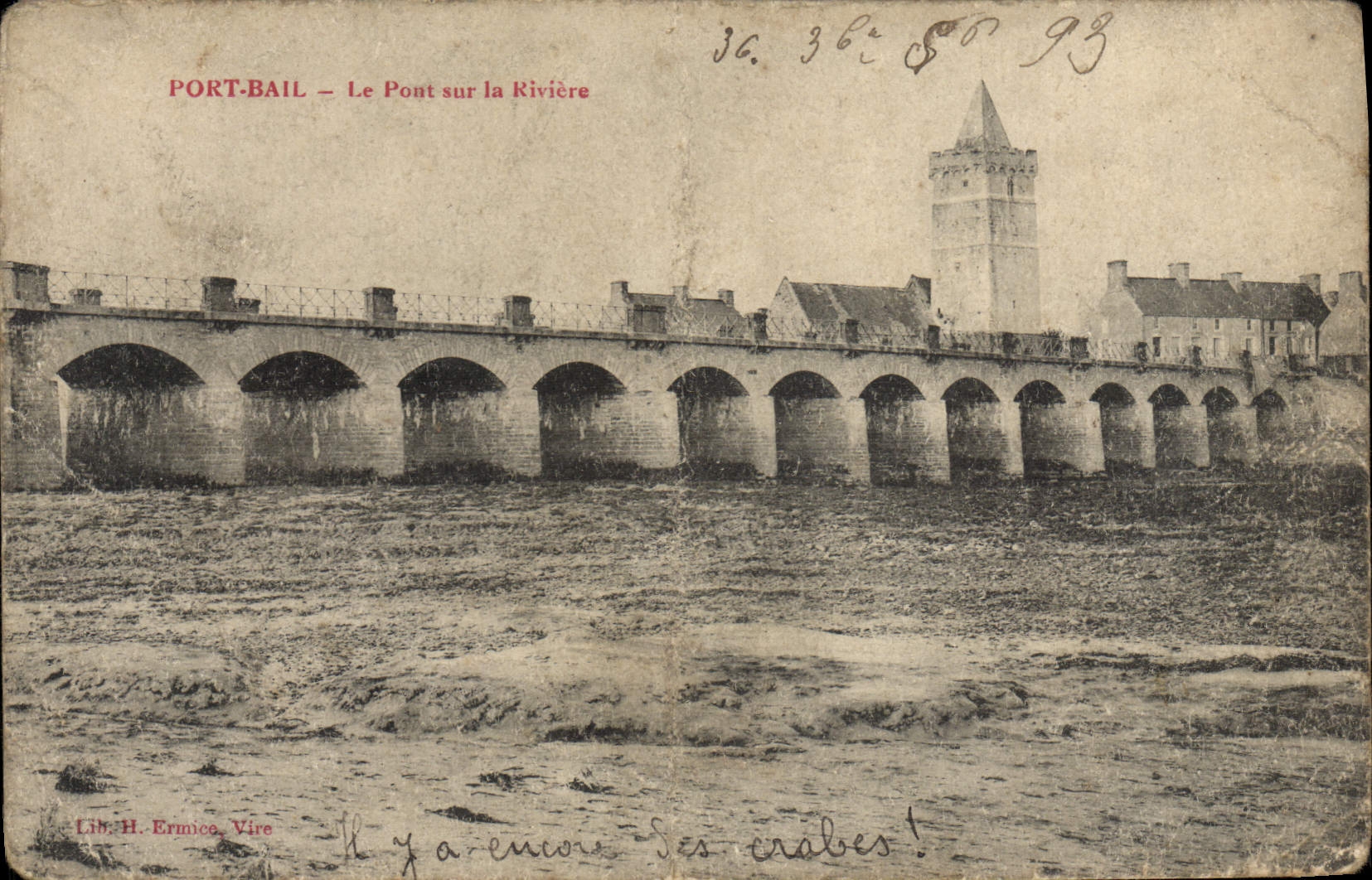 VINTAGE POSTCARD Port Lease the bridge on the river