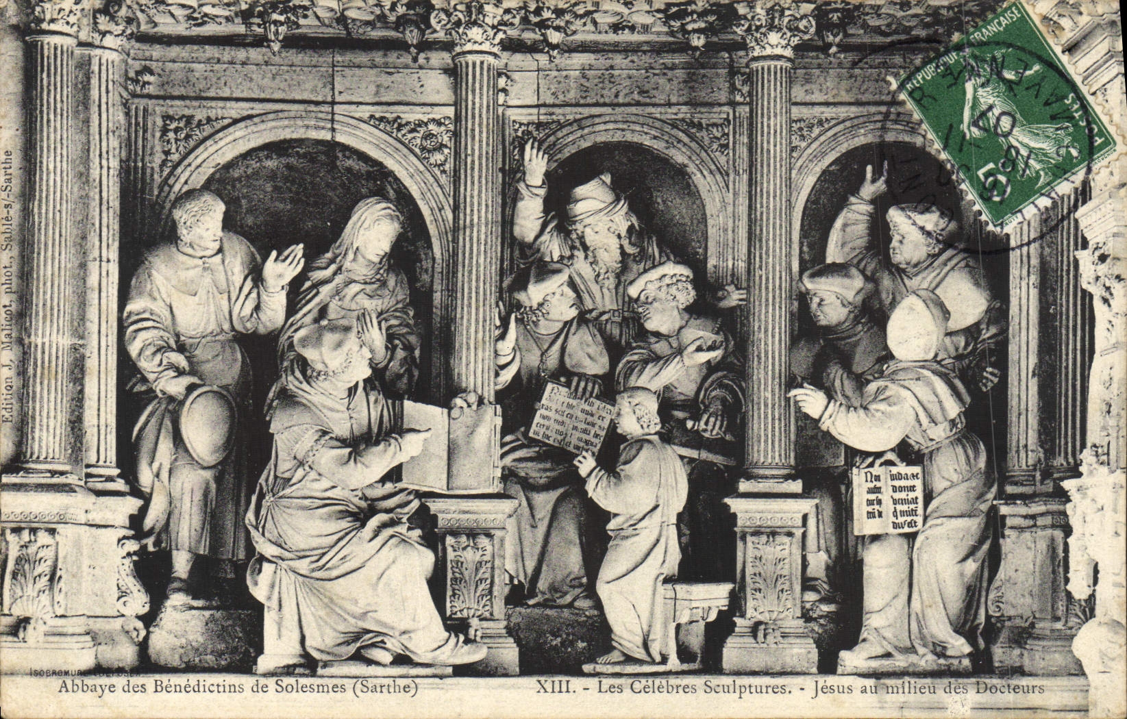 VINTAGE POSTCARD Abbey of the Benedictines of Solesmes Jesus in the middle of the doctors