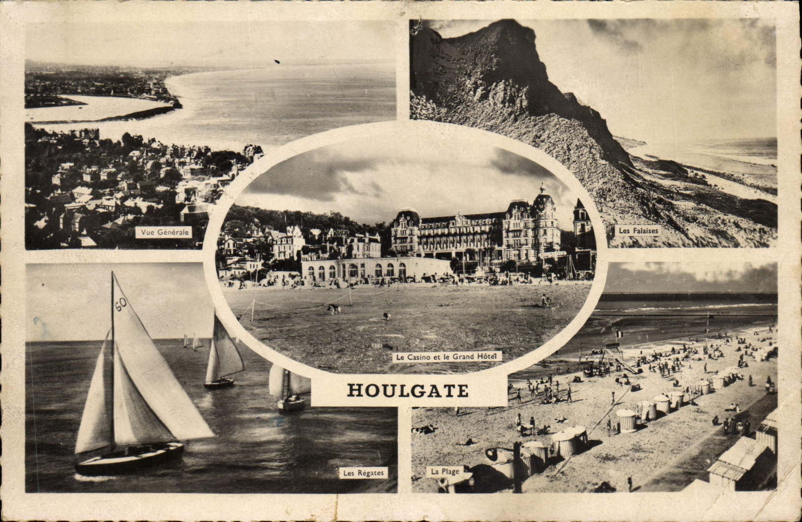 MODERN CARD Houlgate View the beach regattas cliffs