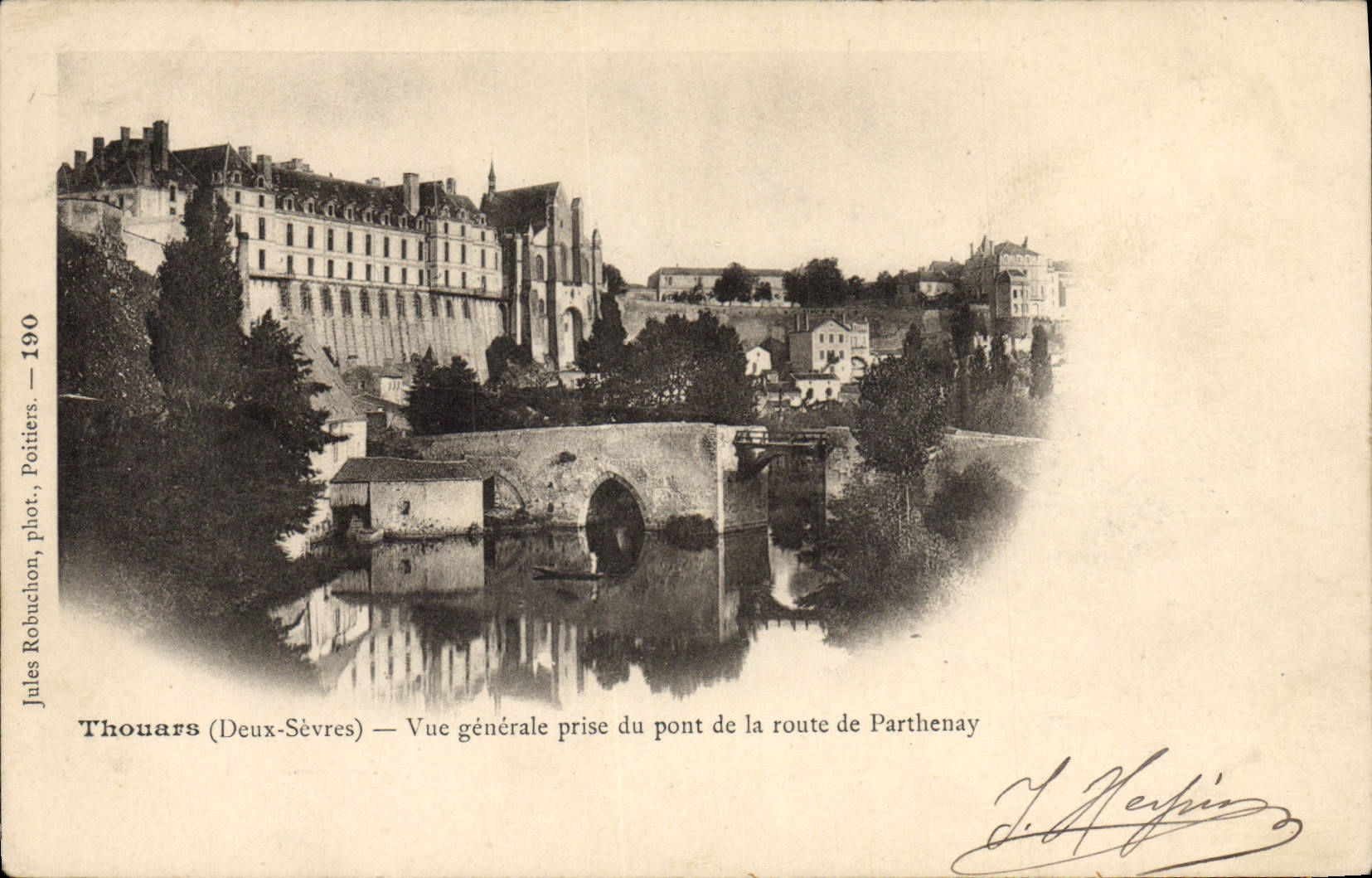 VINTAGE POSTCARD Thouars View Taken Of the Bridge Of the Road De Parthenay