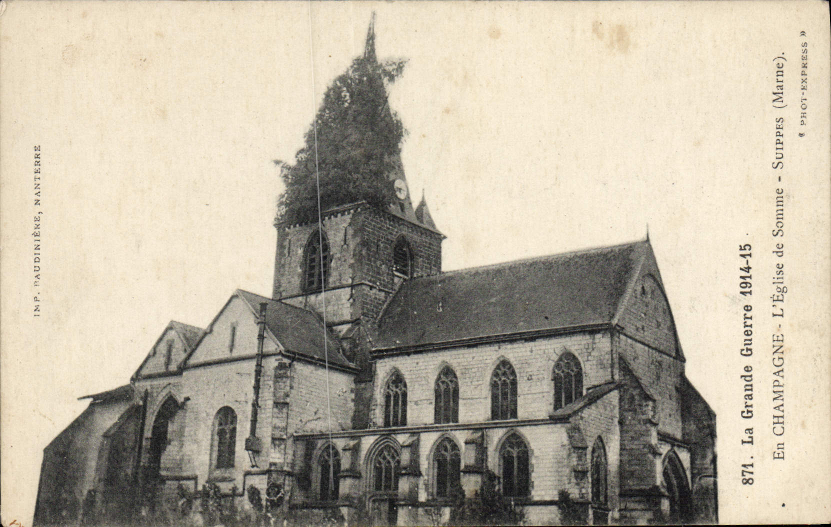 CPA La Grande Guerre En Champagne L'Eglise De Somme Suippes Militaria