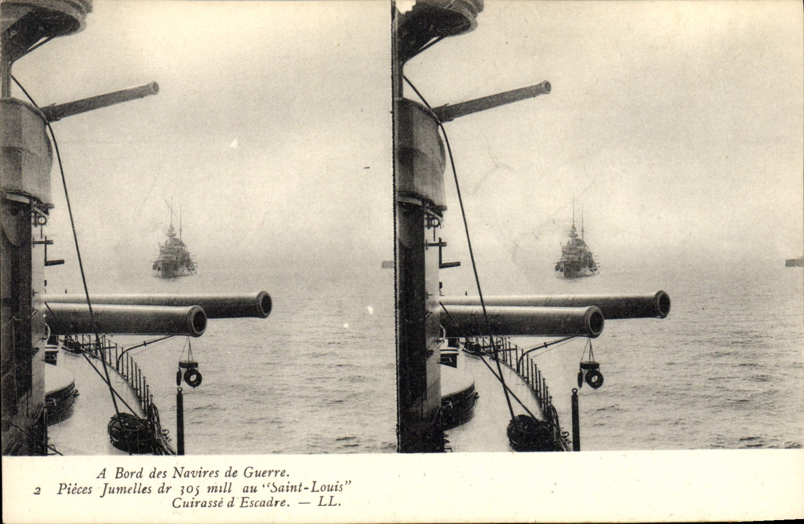 VINTAGE POSTCARD Bateau has edge of the warships twin Pieces of the 305 millet at the Saint Louis Armours and squadron