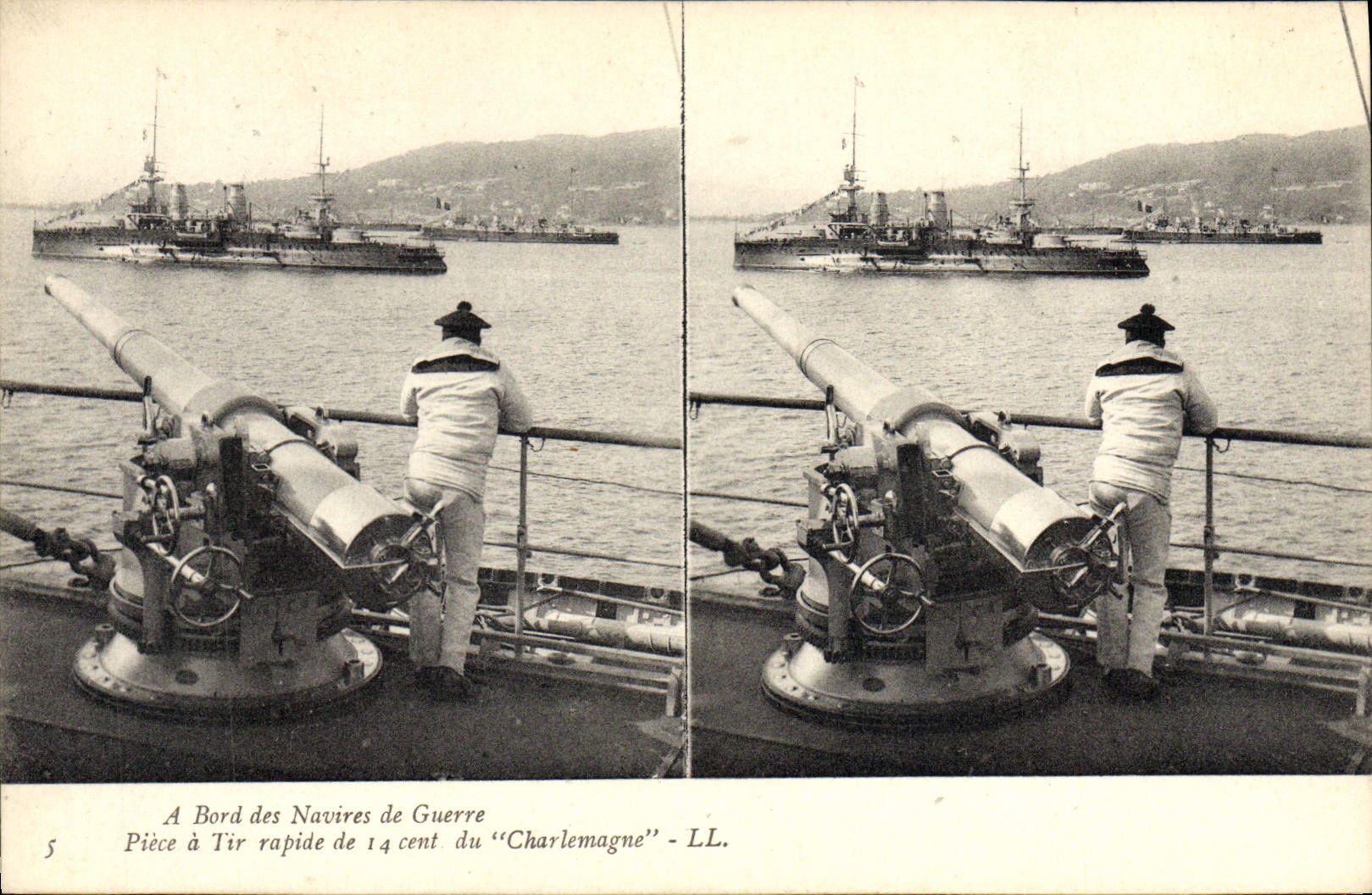 VINTAGE POSTCARD Bateau has edge of the warships Piece has shooting fast of 14 hundred of Charlemagne