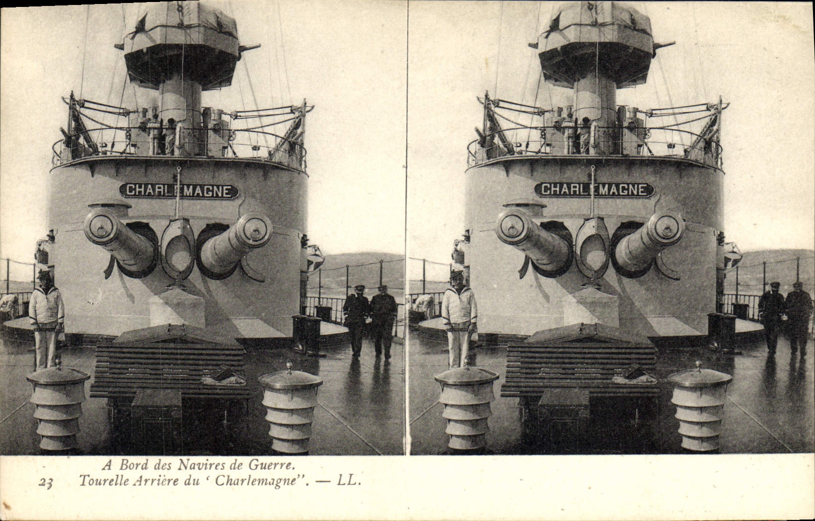 VINTAGE POSTCARD Bateau has late edge of the warships Tourelle of Charlemagne