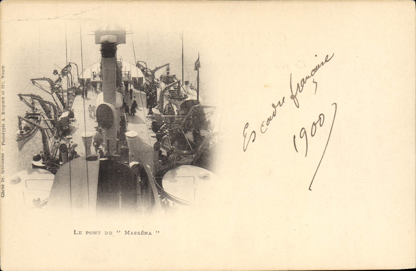 VINTAGE POSTCARD Boat the bridge of Massena