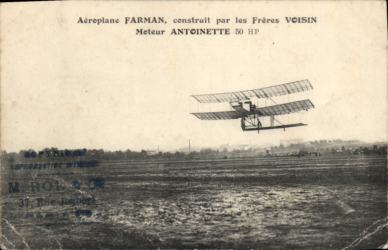 CPA Avion Aviation Aeroplane Farman Freres Voisin Moteur Antoinette
