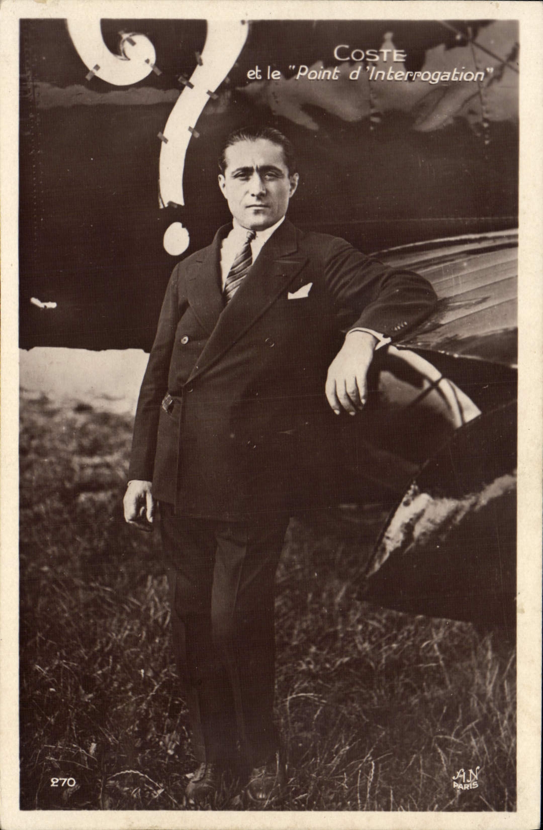 VINTAGE POSTCARD Plane Aviation Coste and the Question mark