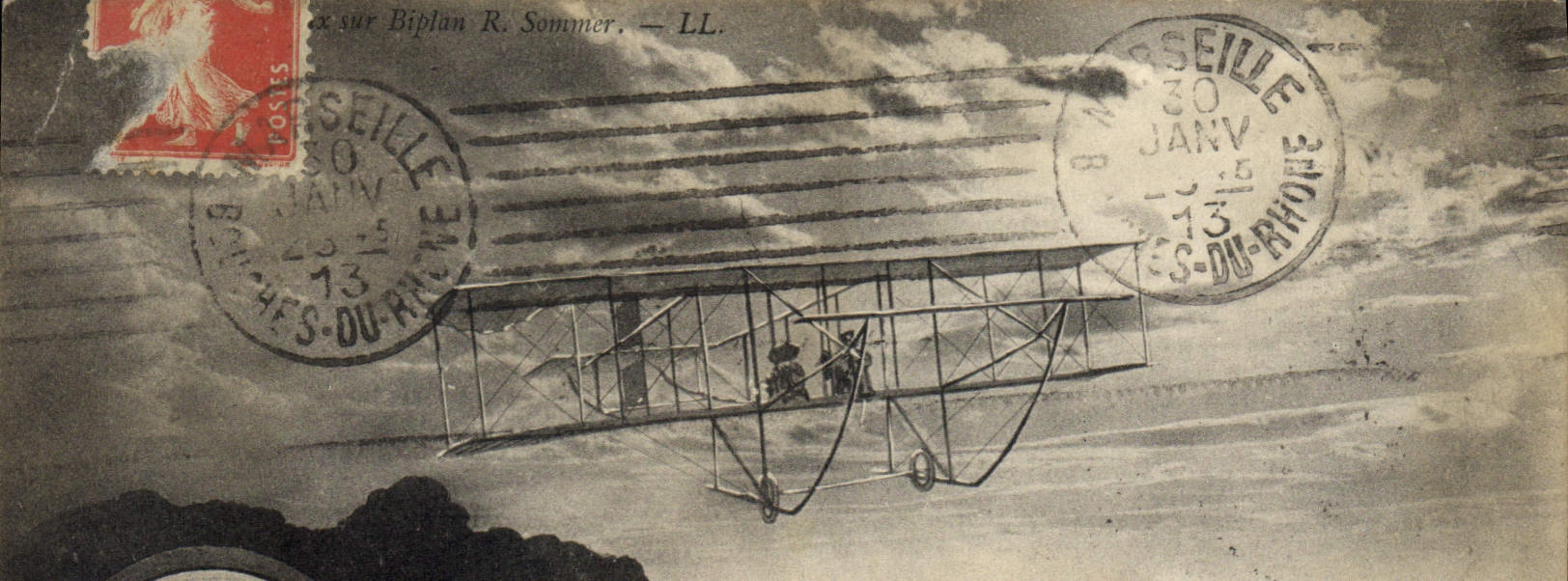 VINTAGE POSTCARD Plane Aviation Biplane R To summon