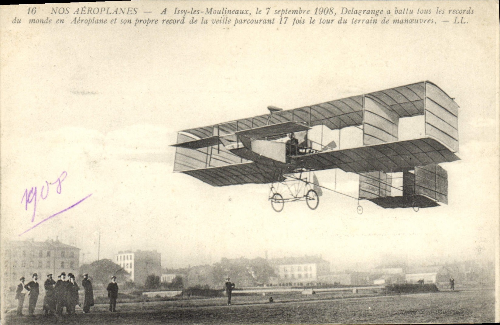 VINTAGE POSTCARD Plane Aviation Issy Airplanes Moulineaux Delagrange