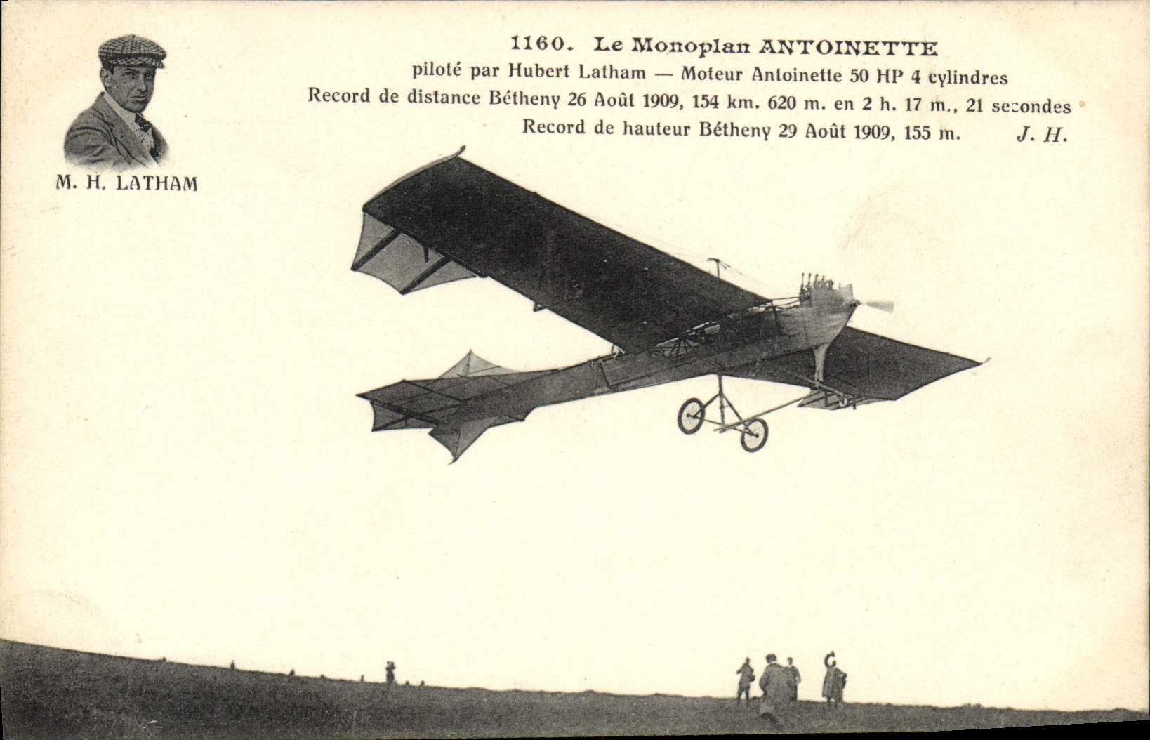 CPA Avion Aviation Monoplan Antoinette pilote par Hubert Latham Moteur Antoinette