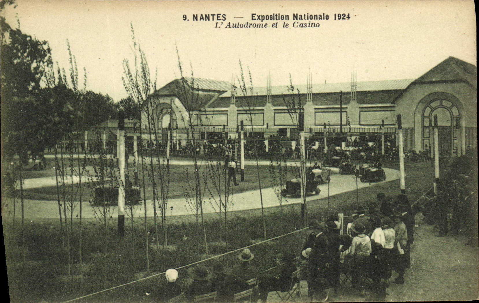 VINTAGE POSTCARD Automobile Nantes Fair Main road 1924 the motor-racing track and the casino