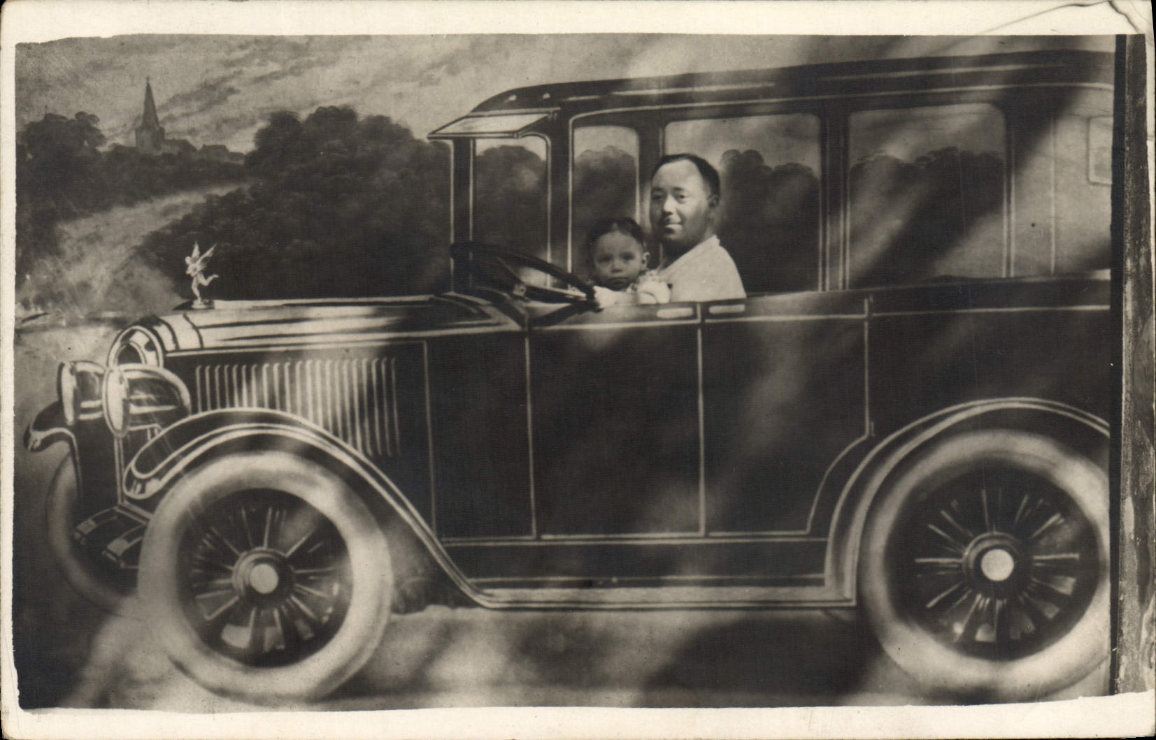 Real photo Automobile Man Child