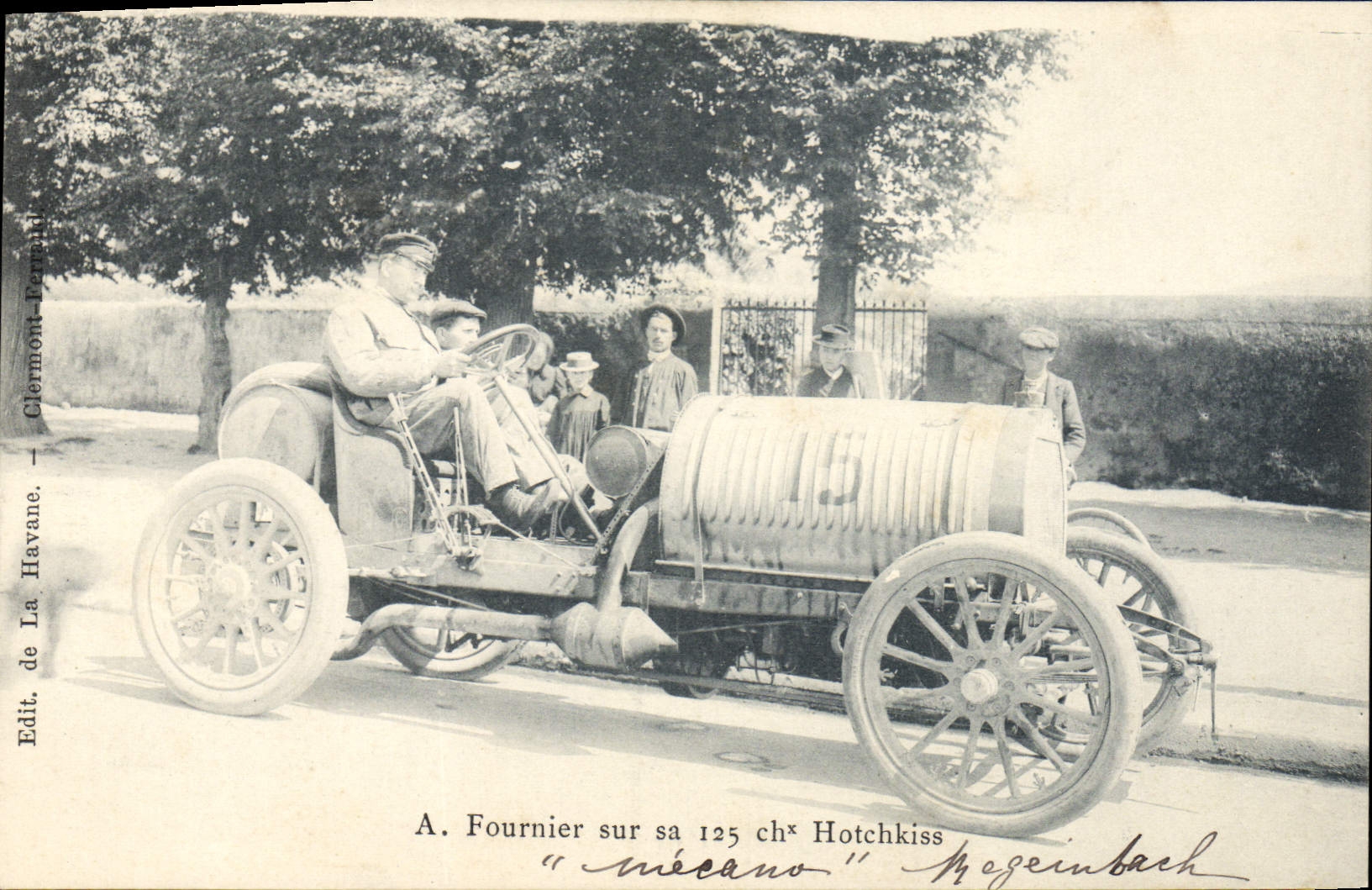 VINTAGE POSTCARD Automobile has Baker on his 125 Hotchkiss horses