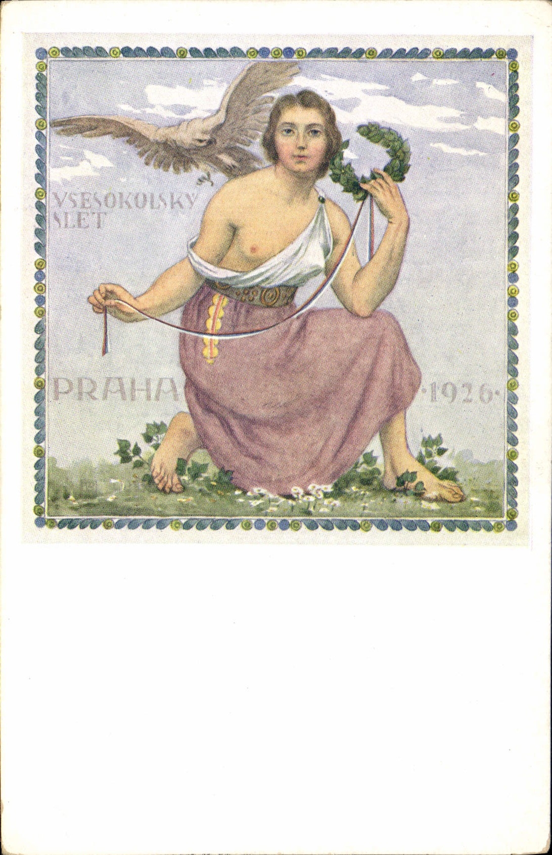 CPA Illustrateur Dopisnice Prageu Praha 1926 Aigle