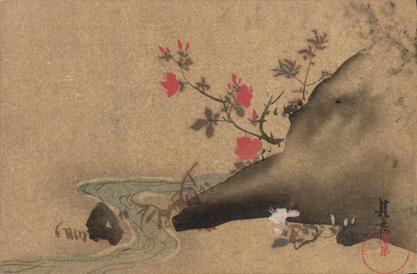 VINTAGE POSTCARD Japanese Japan Landscape Drawing with the hand