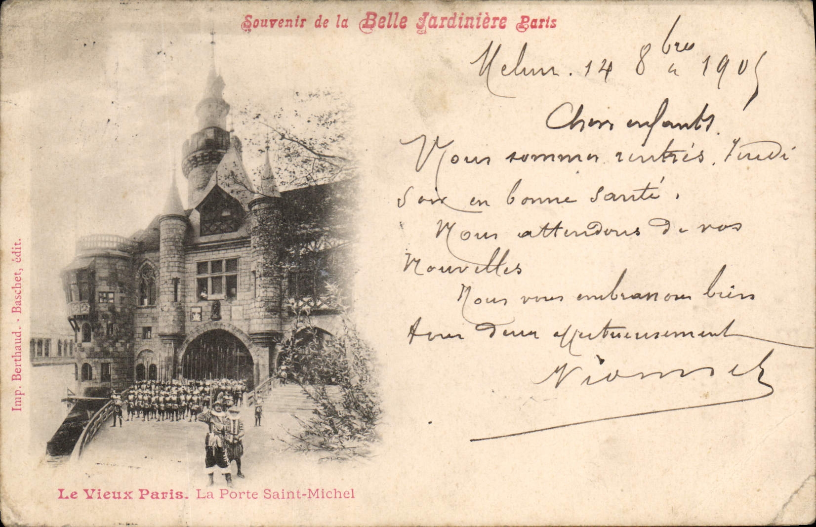 VINTAGE POSTCARD the Paris Old man the door Saint Michel