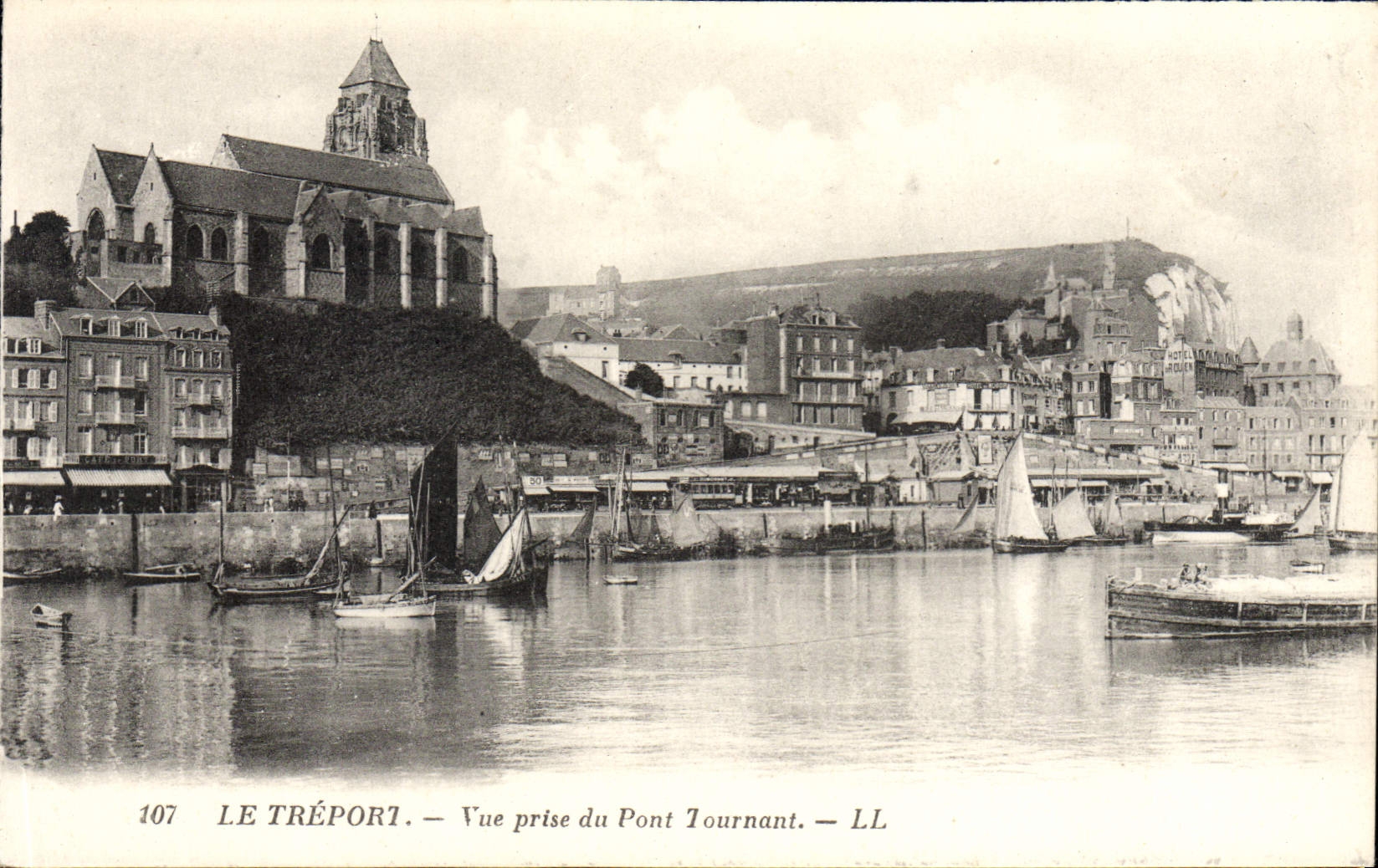 VINTAGE POSTCARD Treport Seen from Of the Revolving Bridge