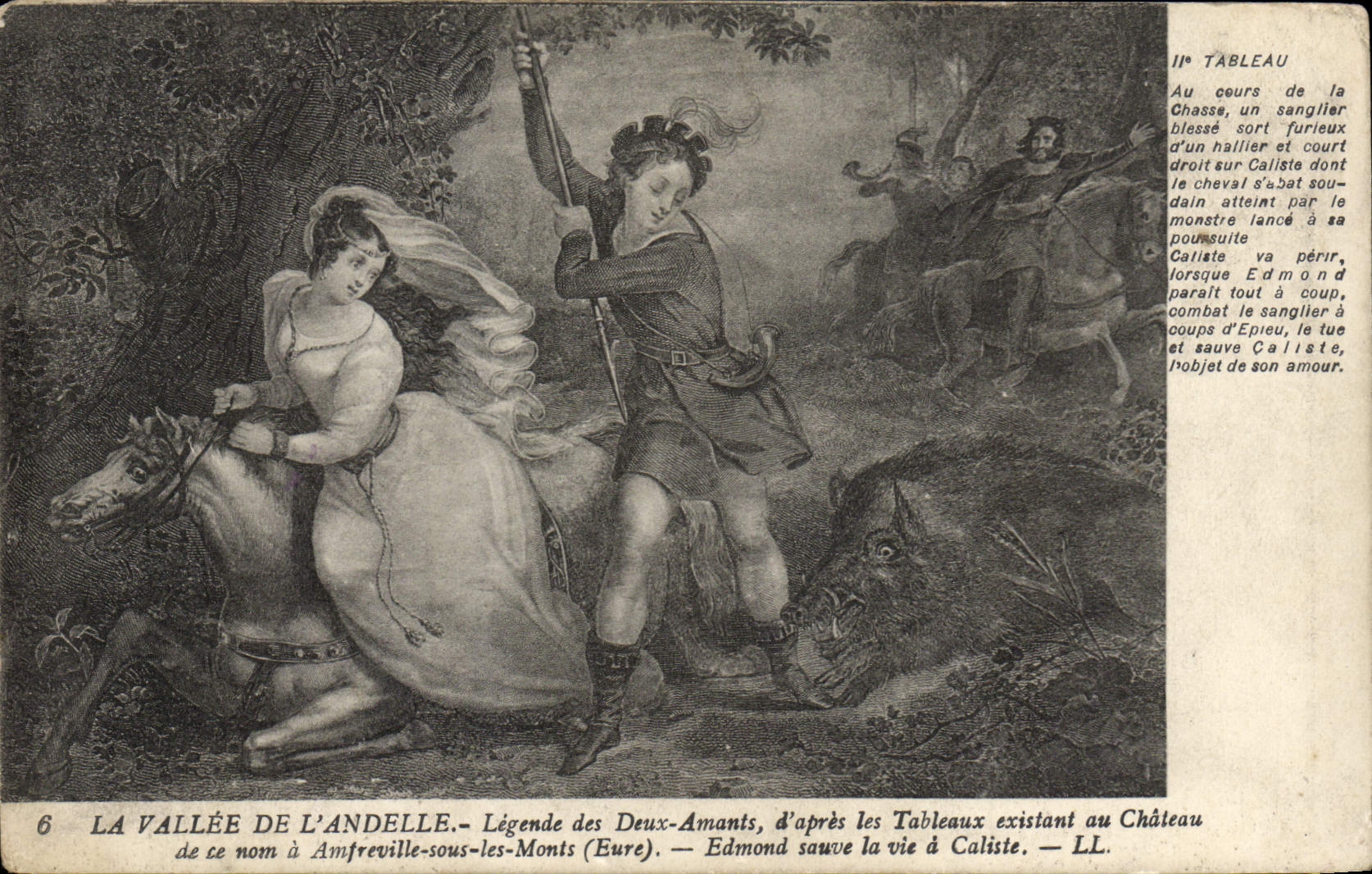 CPA La Vallee De L'Andelle Legende des Deux Amants Amfreville sous les Monts Edmond sauve la vie a Caliste 