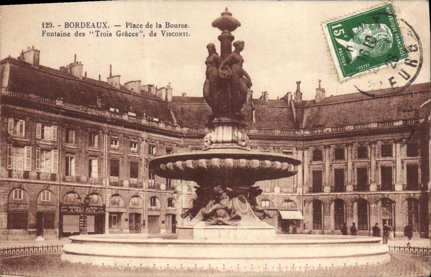 CPA Bordeaux Place de la Bourse Fontaine des Trois Graces de Visconti