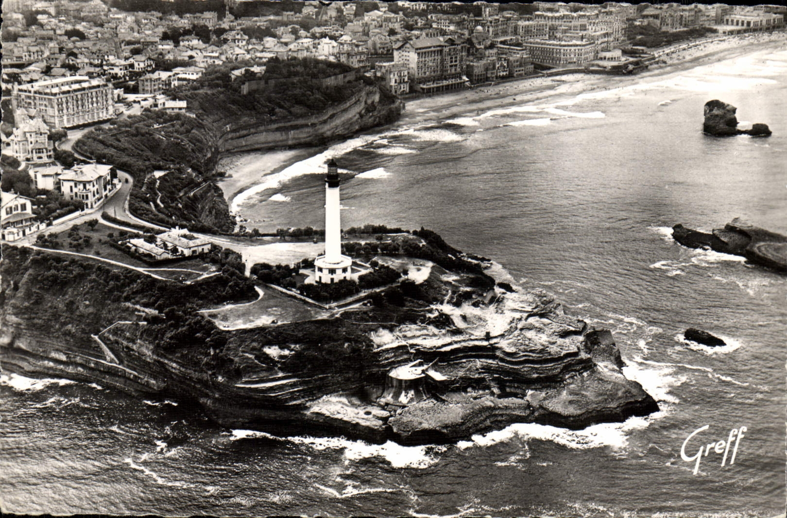 MODERN CARD Biarritz Seen Air the Lighthouse Cliffs