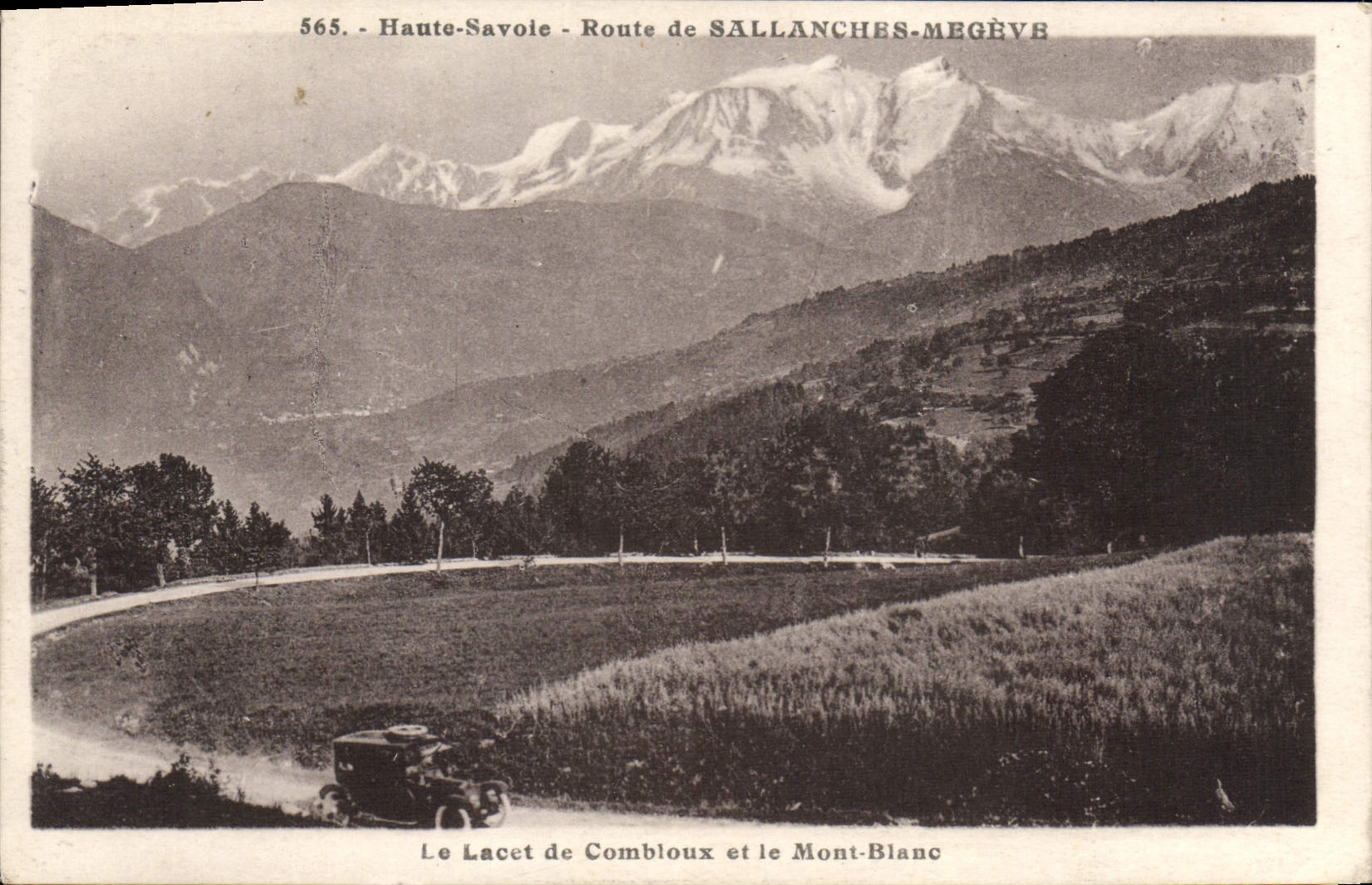 VINTAGE POSTCARD Road De Sallanches Megeve the lace of Combloux and Mont Blanc