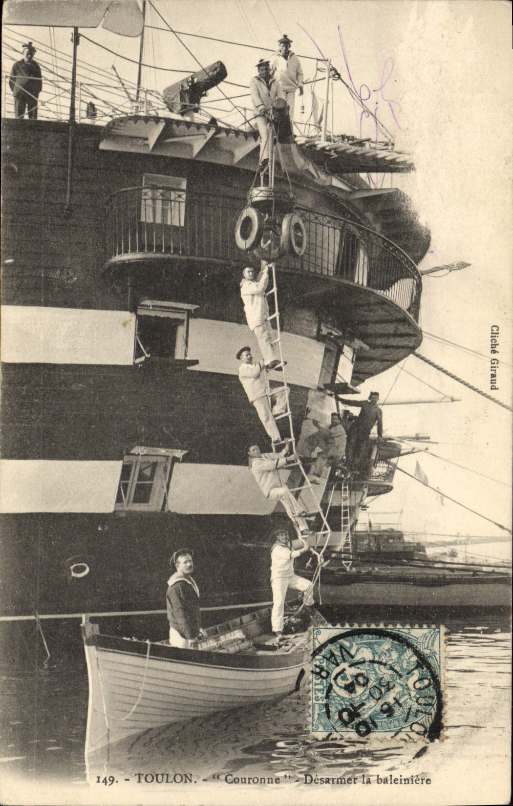 CPA Bateau Toulon Couronne Desarmer la baleiniere 