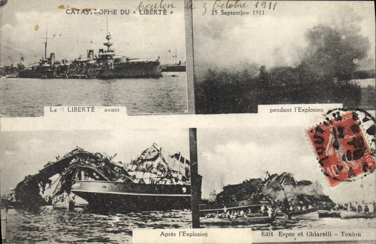 CPA Bateau Catastrophe du cuirasse Liberte 