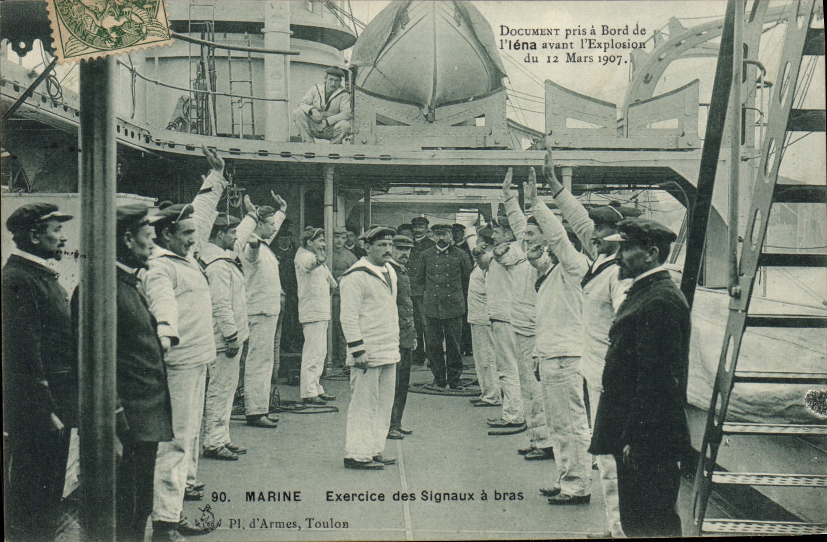 VINTAGE POSTCARD Bateau Marine Exercises of the signals has arm