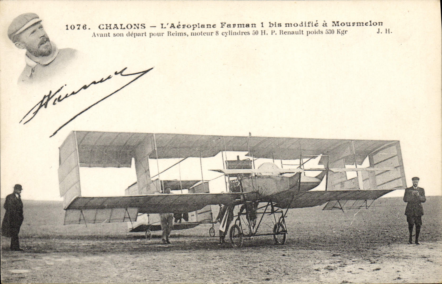 VINTAGE POSTCARD Avion Aviation Trawl-nets Farman Airplane modifies has Mourmelon