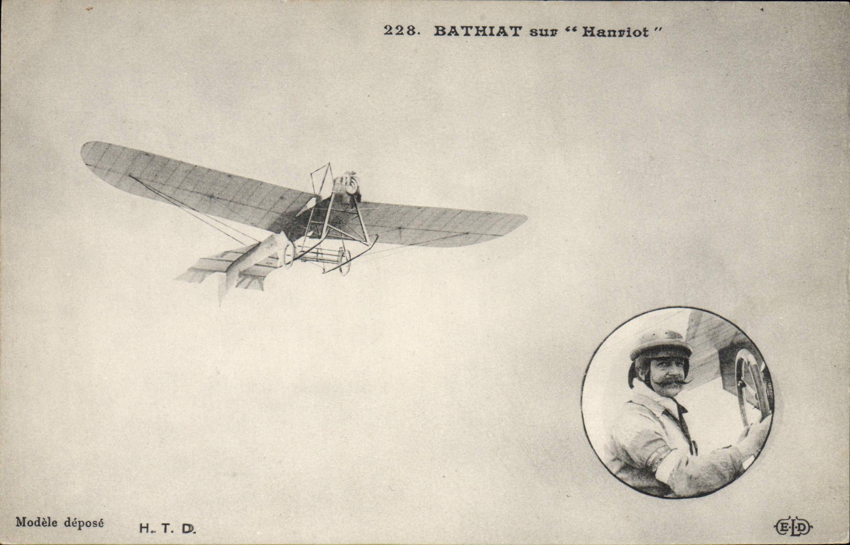 VINTAGE POSTCARD Plane Bathiat Aviation on Hanriot