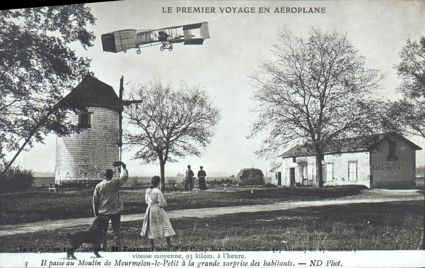 VINTAGE POSTCARD Avion Aviation First travels by Moulin airplane of Mourmelon the Small one