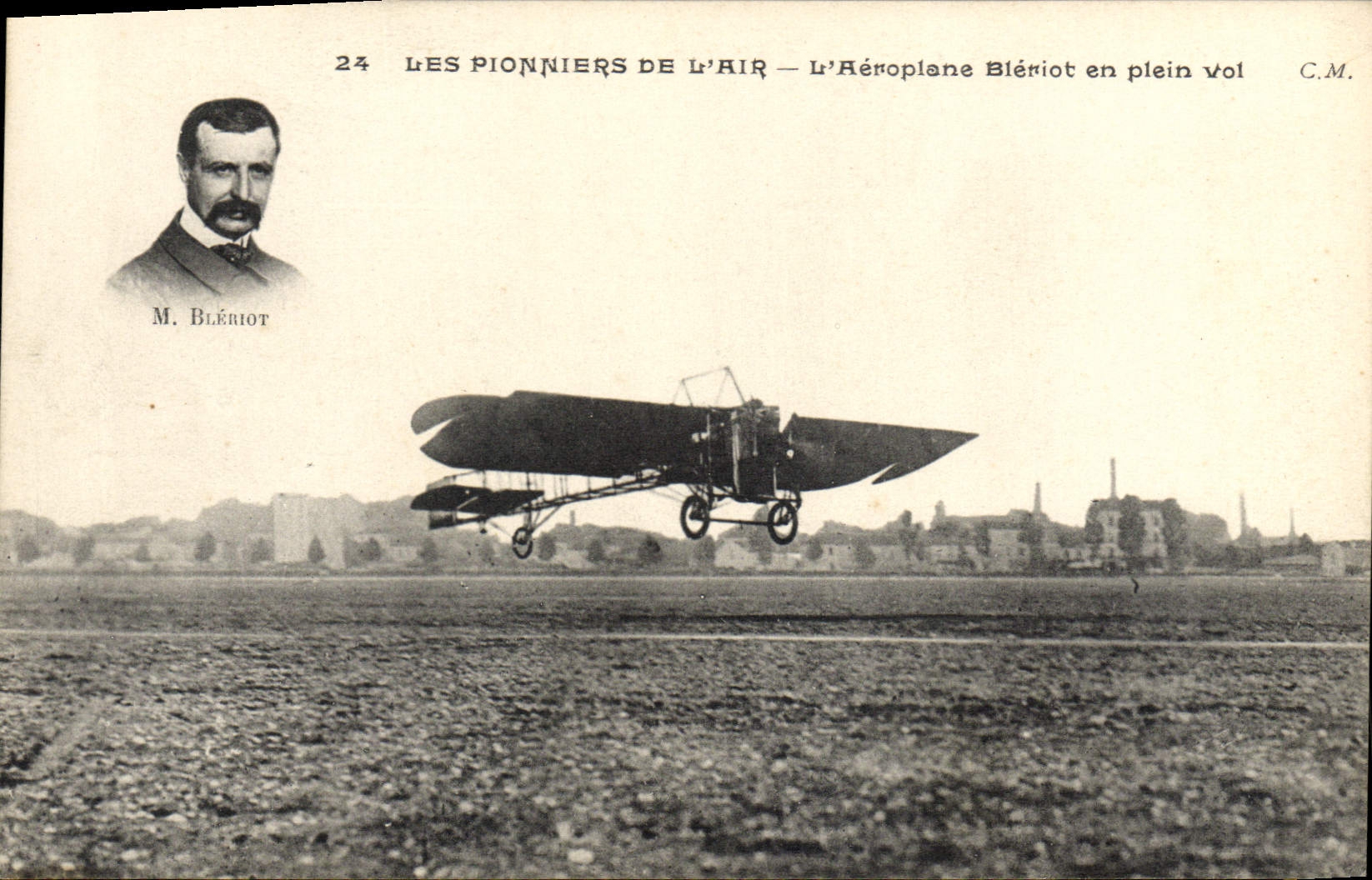 VINTAGE POSTCARD Plane Aviation the Bleriot airplane in full flight