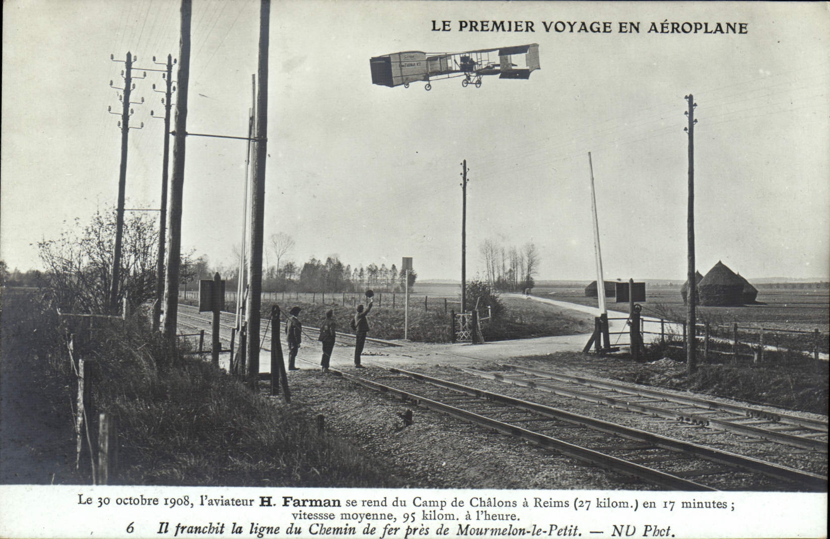 CPA Avion Aviation Premier voyage en aeroplane H Farman se rend au camp de Chalons a Reims Mourmelon le Petit 