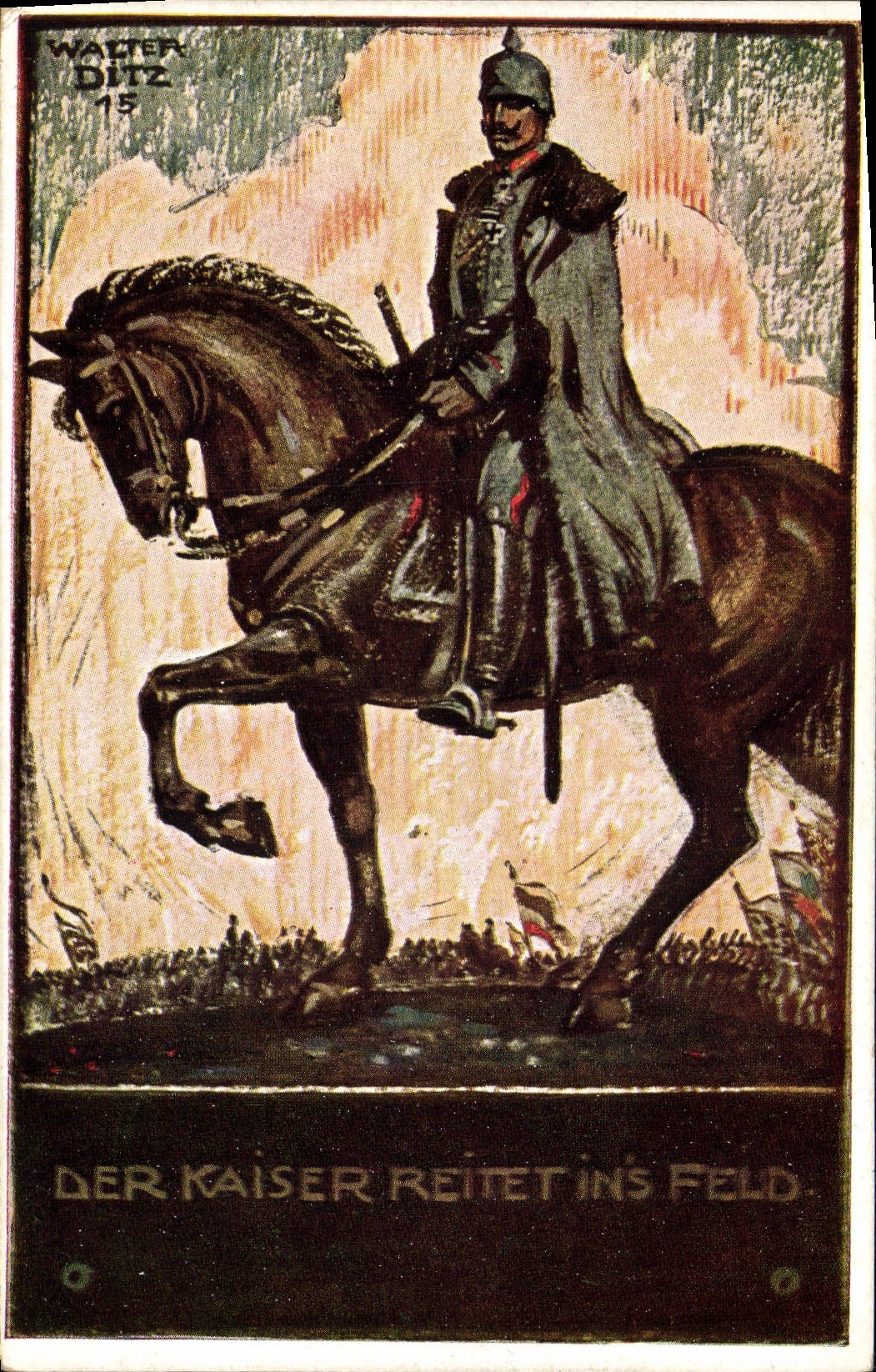 VINTAGE POSTCARD Fantasy Illustrator DER Kaiser Reitet ins Feld