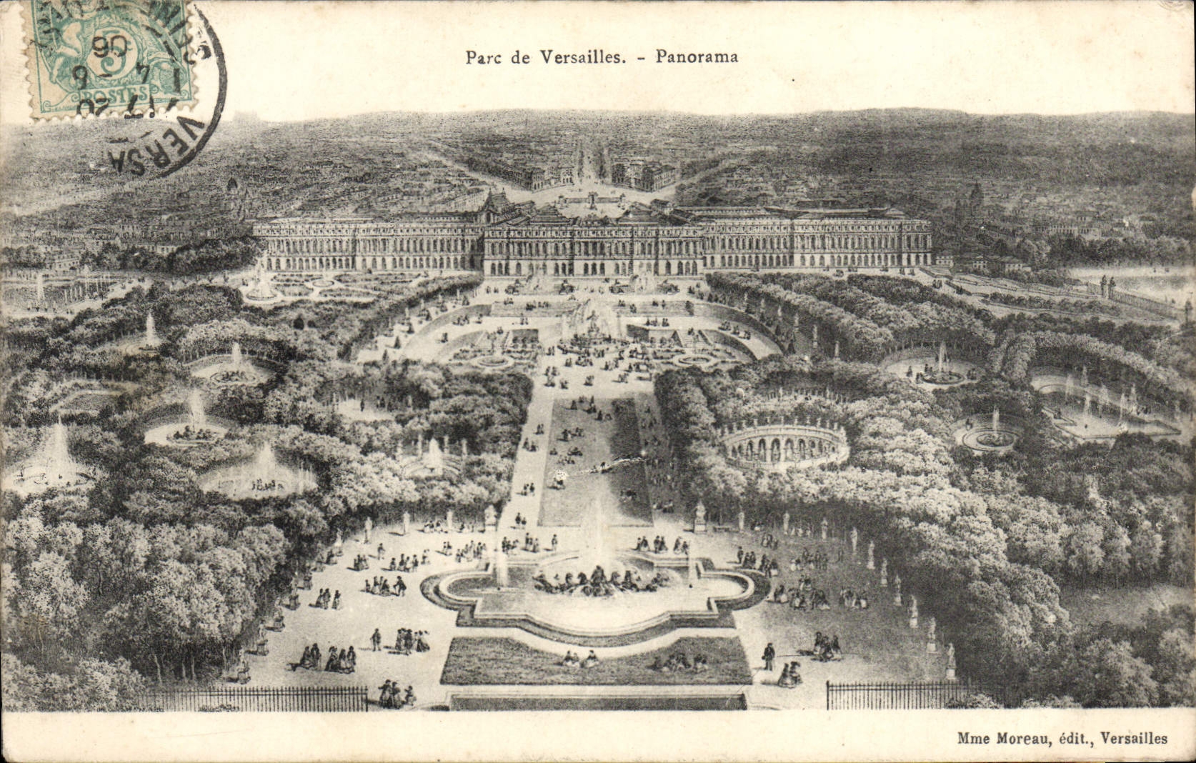 VINTAGE POSTCARD Park of Versailles Panorama