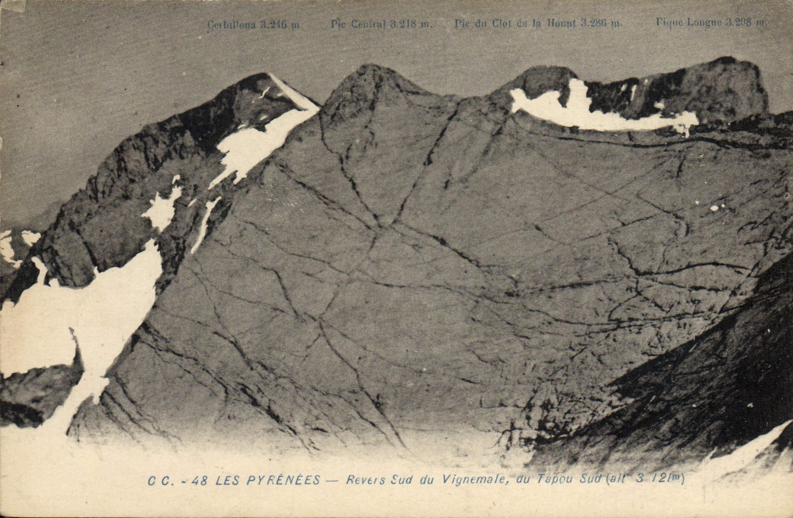 VINTAGE POSTCARD the Pyrenees Southern Reverse Of Vignemale Of Tapou