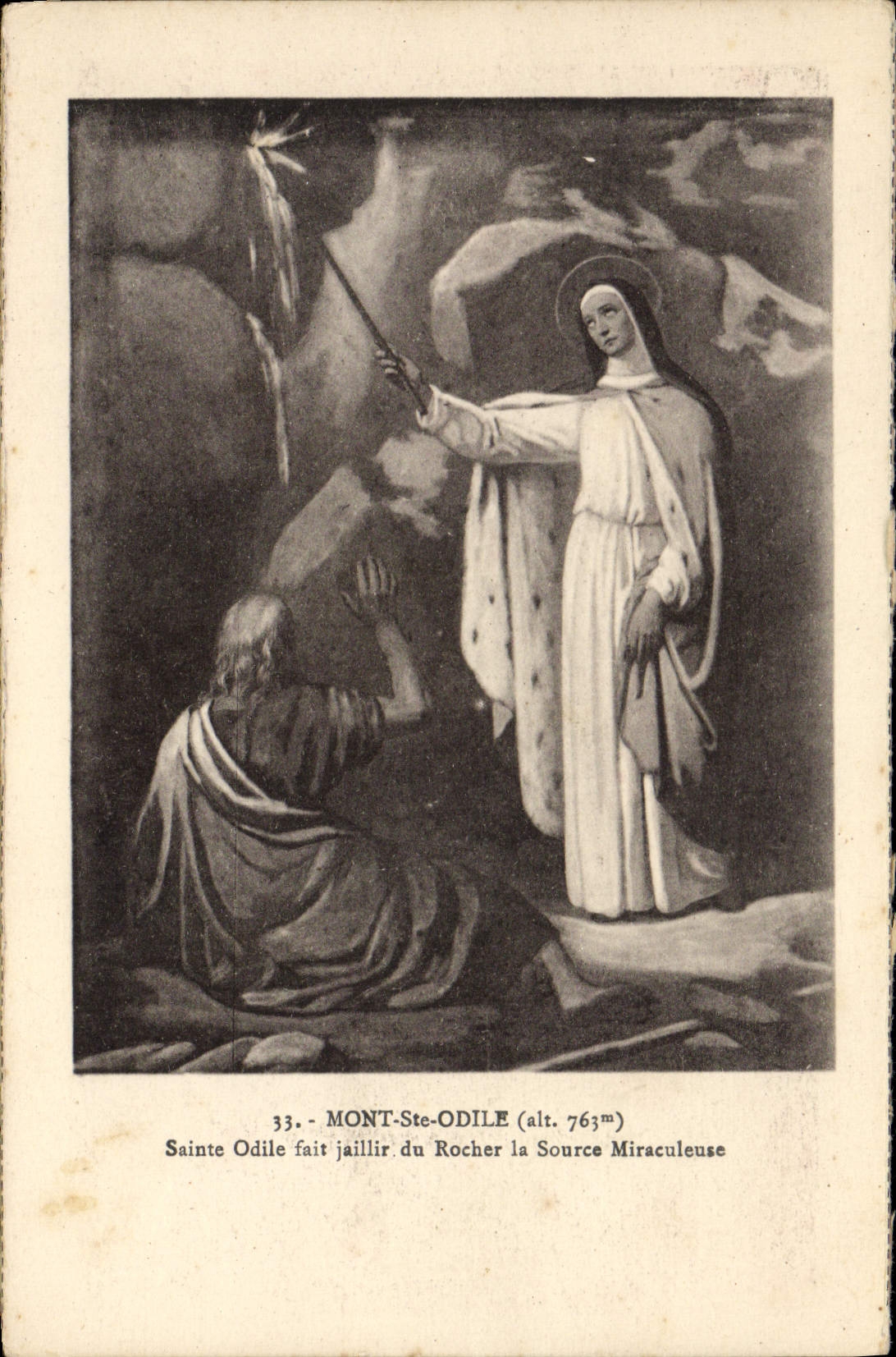 VINTAGE POSTCARD Mont co. Odile Sainte Odile makes spout out rock the miraculous source