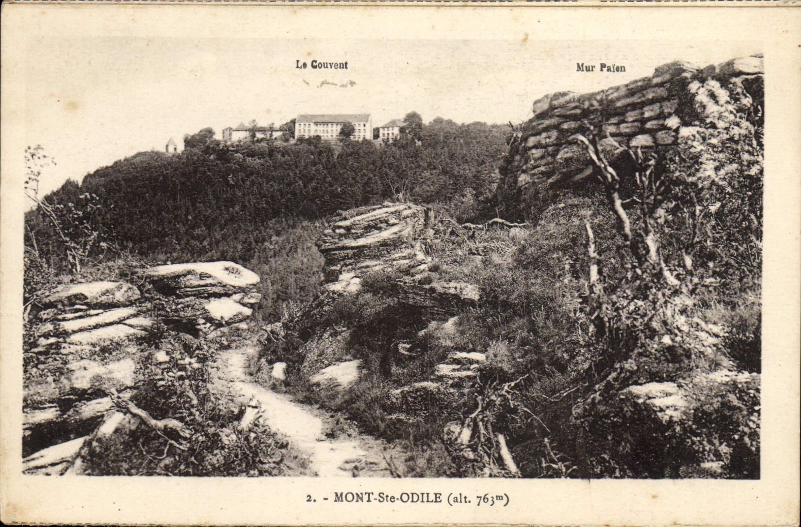 VINTAGE POSTCARD Mount co. Odile the convent pagan Wall