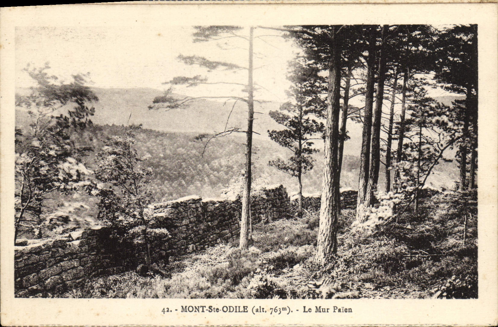 VINTAGE POSTCARD Mount co. Odile the pagan wall
