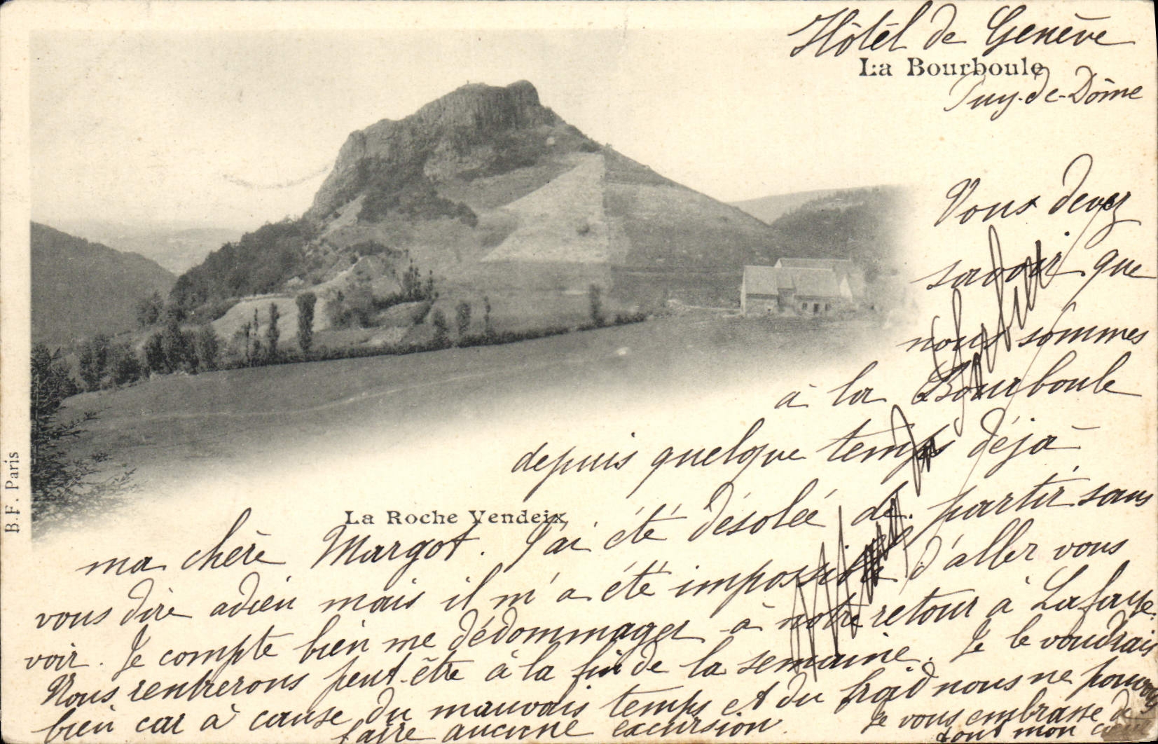 VINTAGE POSTCARD Bourboule the Vendeix Rock